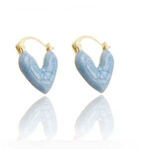 heart-shaped enamel hoop earrings